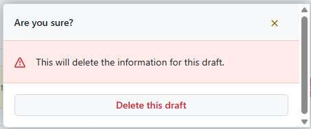Discard draft confirmation dialog