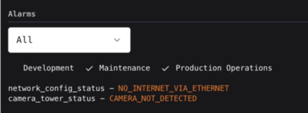 Fleet Wrangler dock network status example