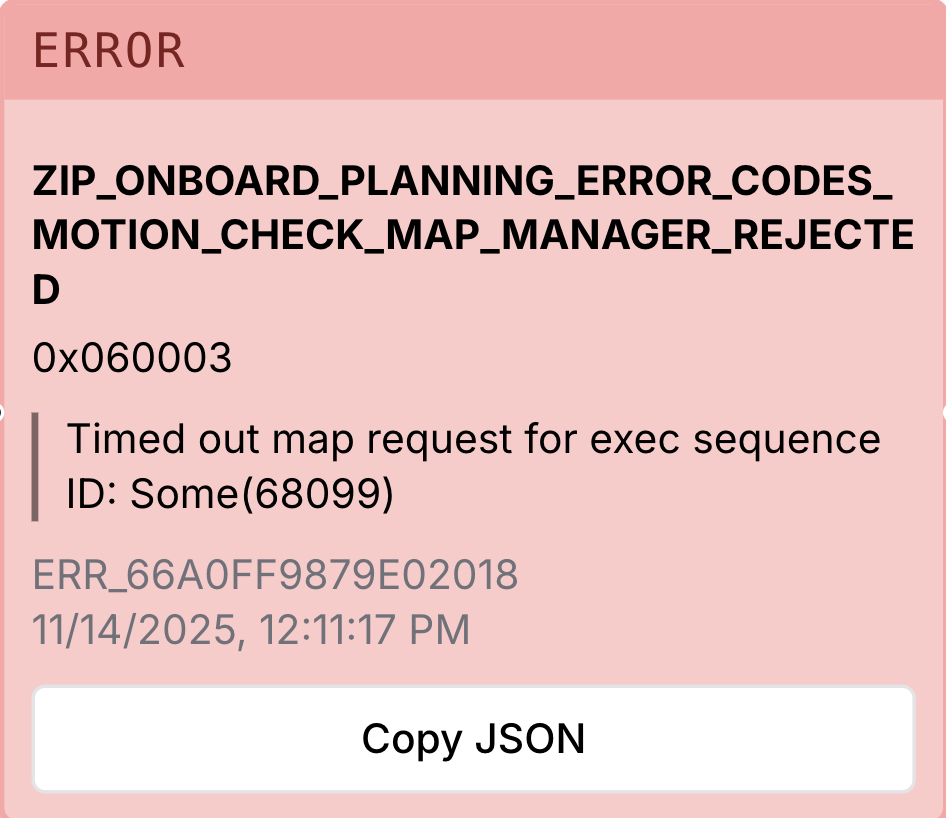 Map manager rejected example error card