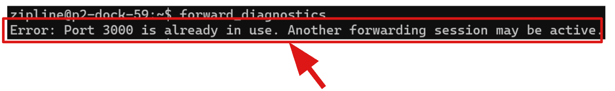 Terminal error showing port 3000 is already in use