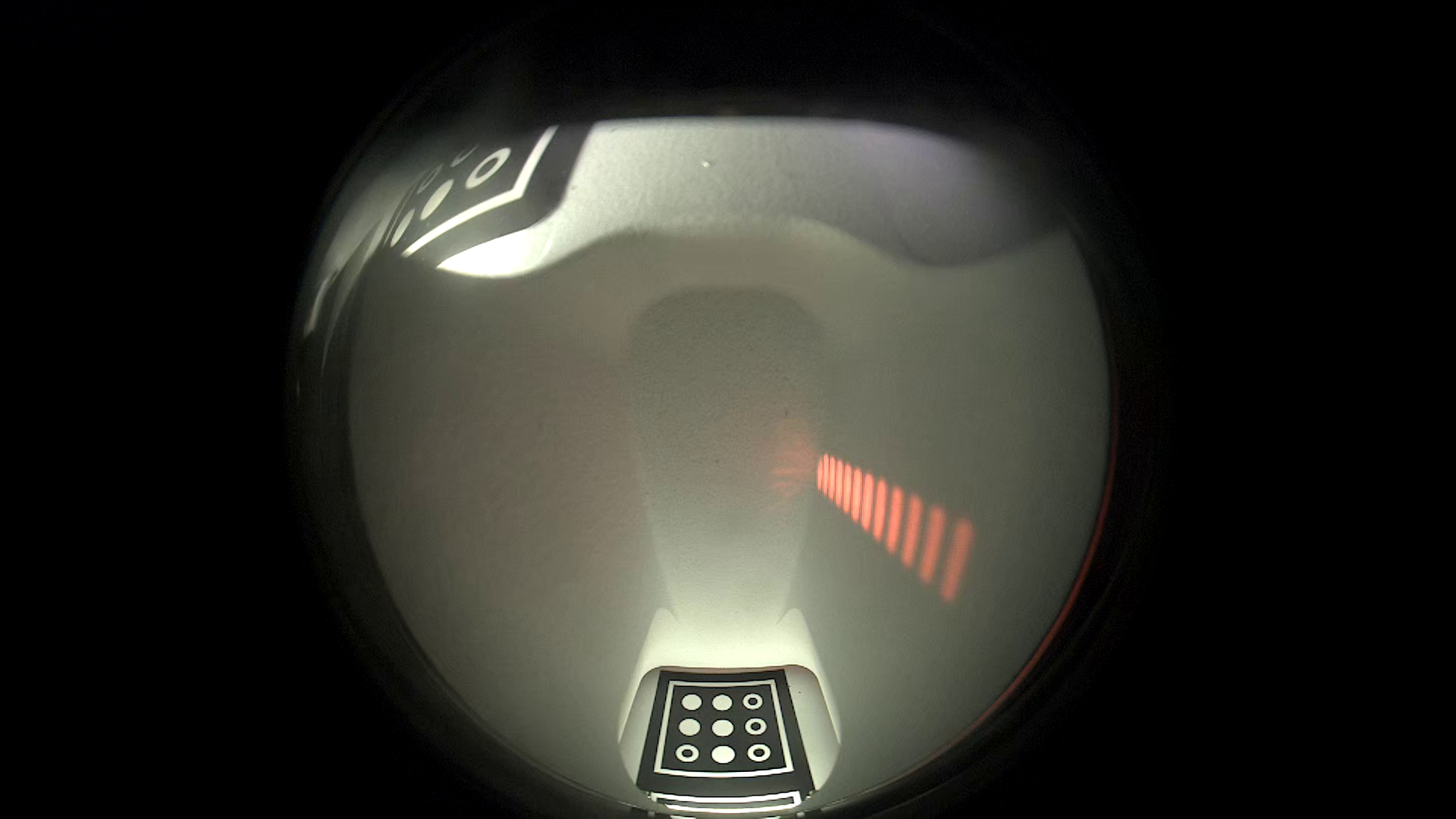 Incorrect top wall tag visible because the fiducial strip was installed upside down