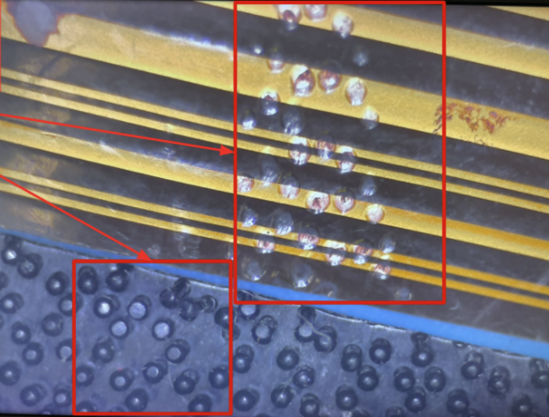 Multiple abrasion marks on a flex harness from duralock