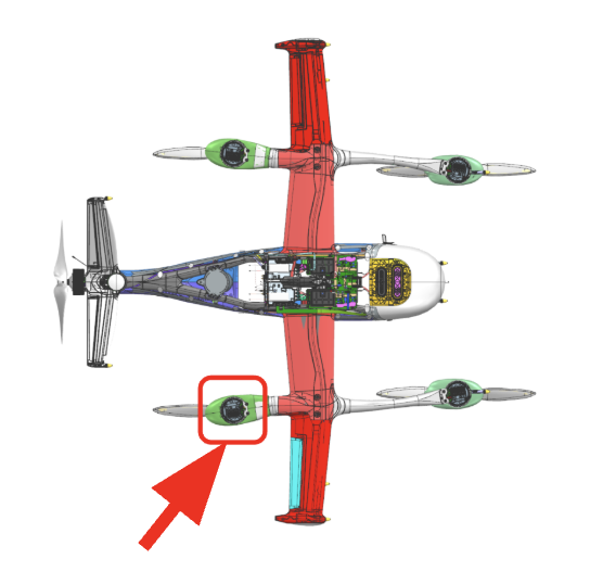Starboard aft hover motor location