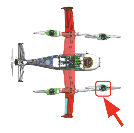 Starboard forward hover motor location