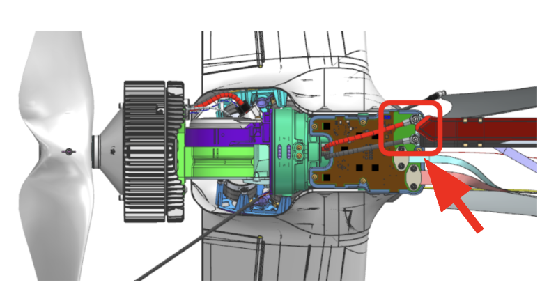Mixed motor cable harness to mixed busbar location