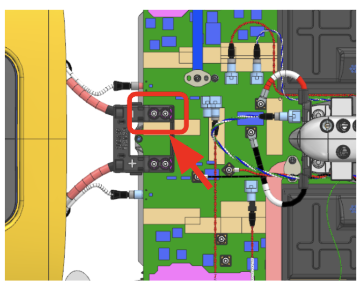 Negative battery harness location