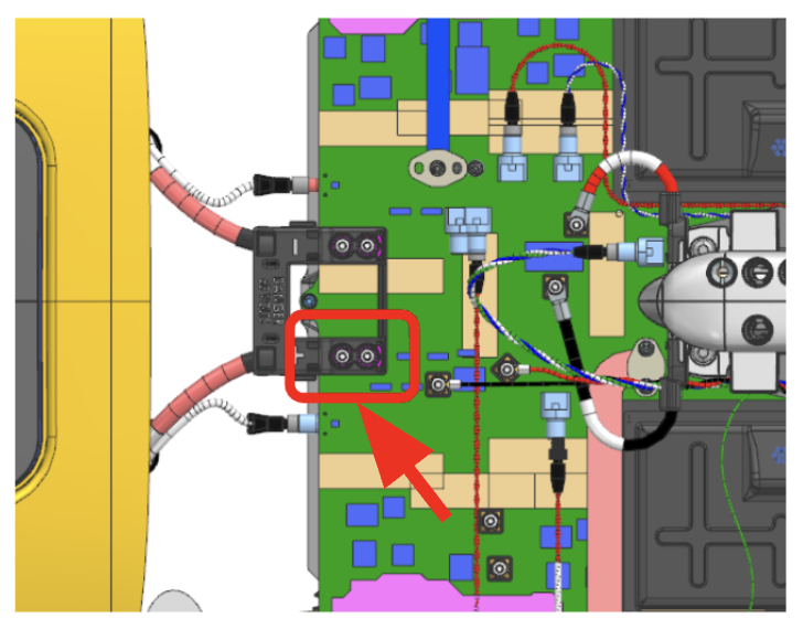 Positive battery harness location