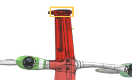 Close-up of wingtip joint flex location