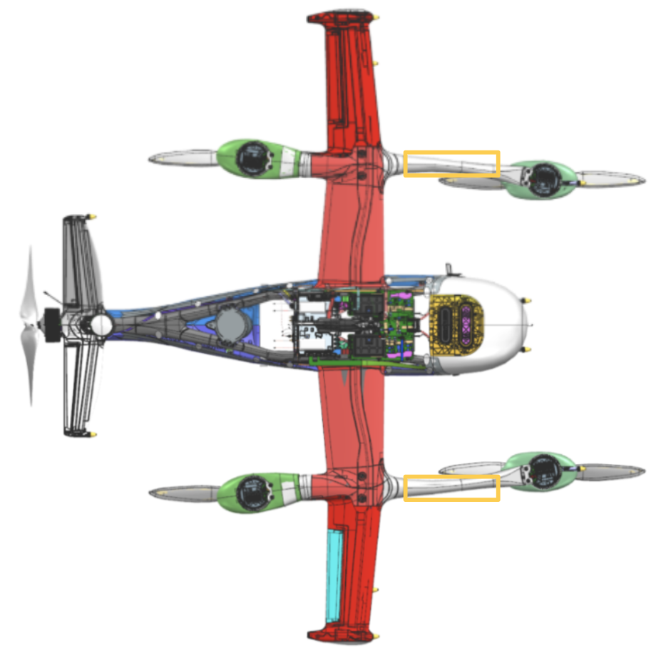 Overview showing FWD boom flex locations