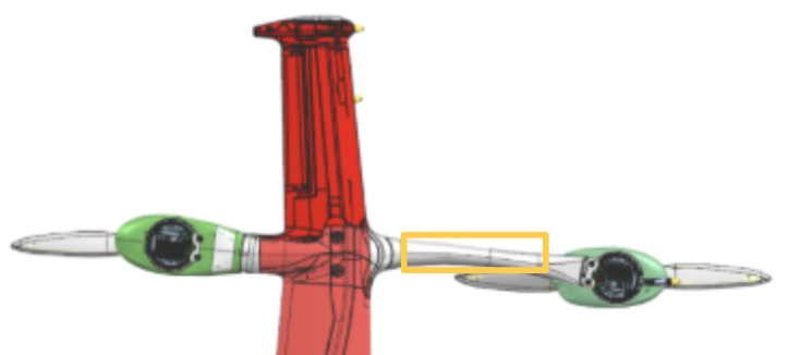 Close-up of FWD boom flex location