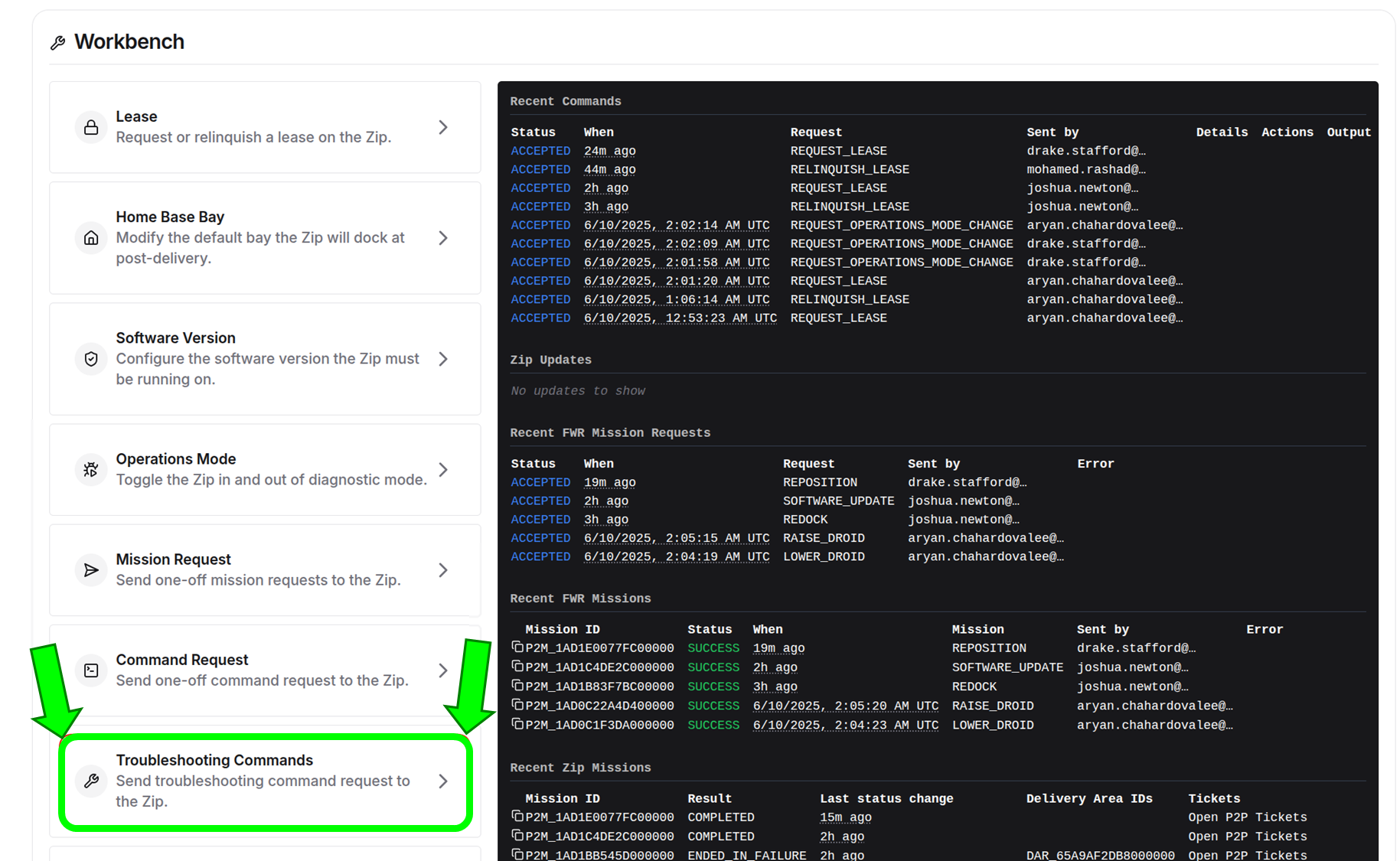 Troubleshooting Commands tab in Fleet Wrangler