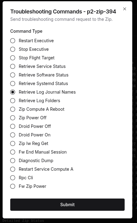Retrieve Log Journal Names command selected