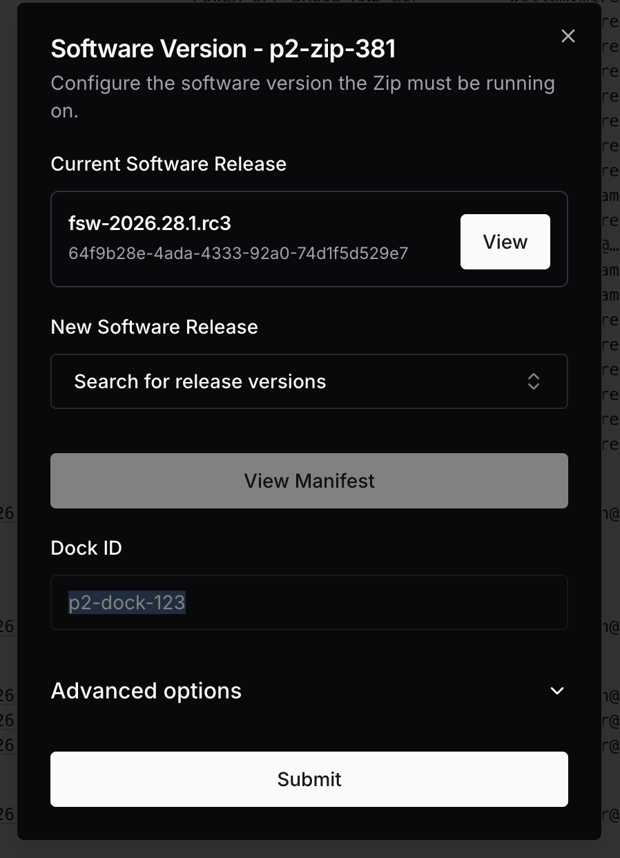 FleetWrangler deploy example showing the Dock ID field.