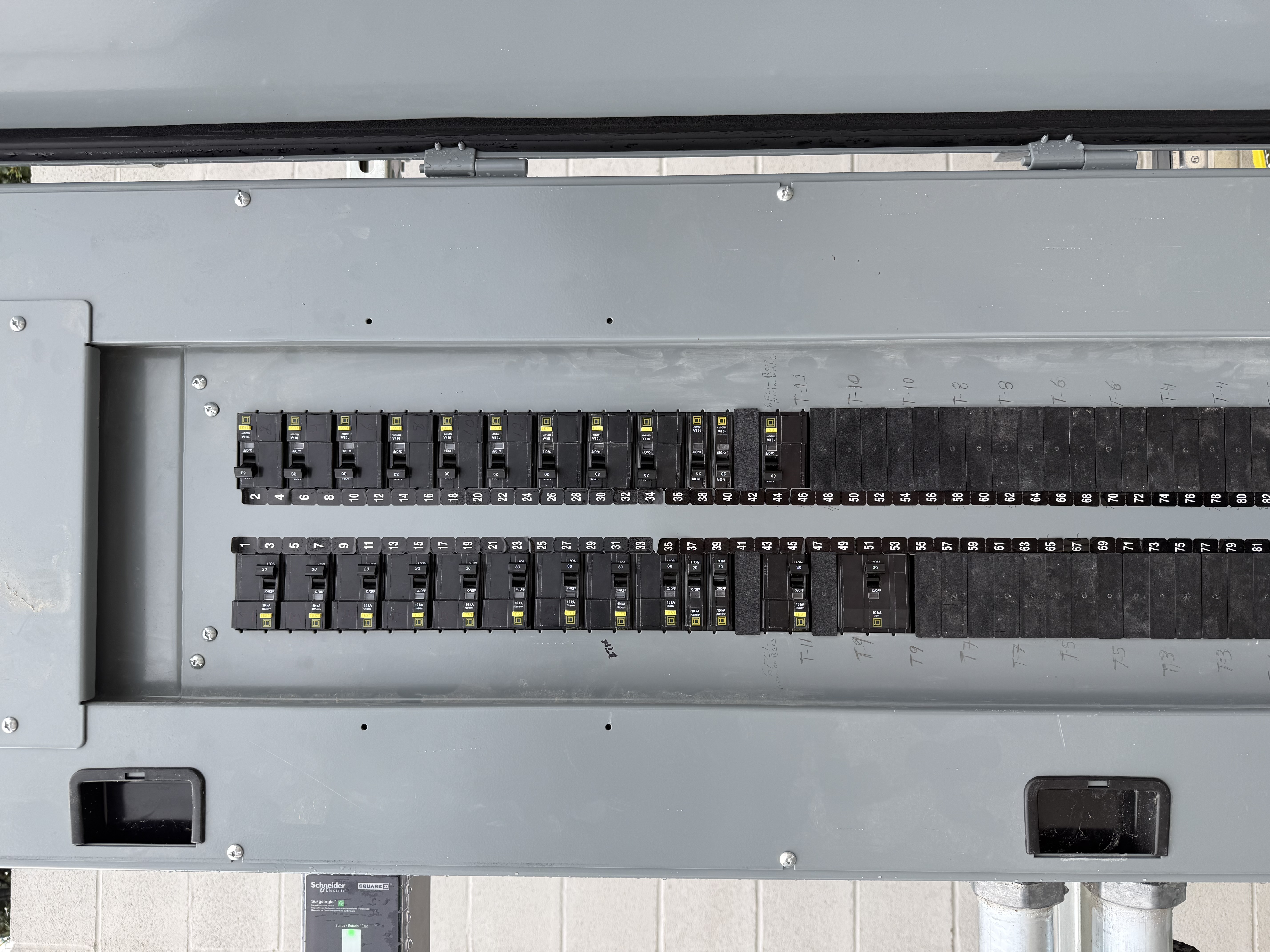 Inside a breaker panel at a Walmart site