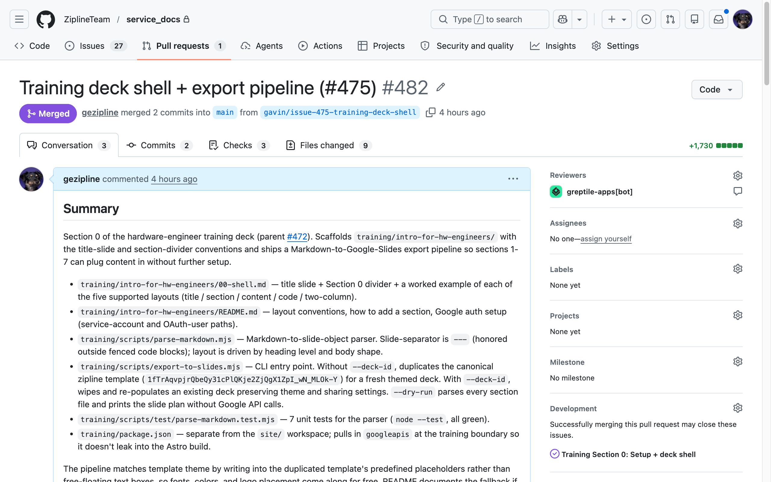 Passing pull request with all green checks.