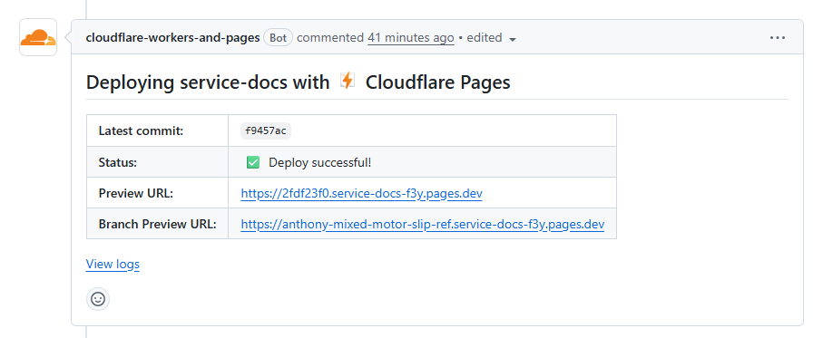 Cloudflare branch preview URL