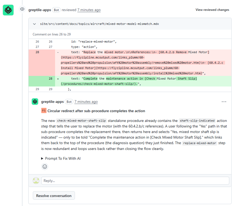 Unresolved Greptile comment example